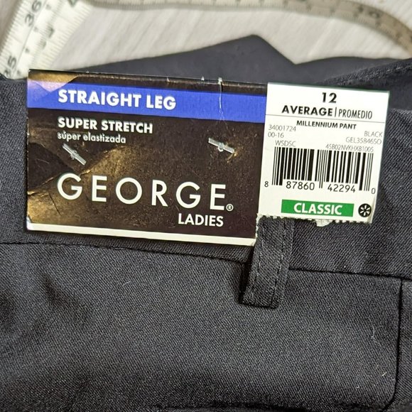 NWT George Millennium Black Straight Leg Pant Average Length Size 12 - Picture 11 of 15